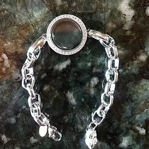 7" silver link locket bracelet